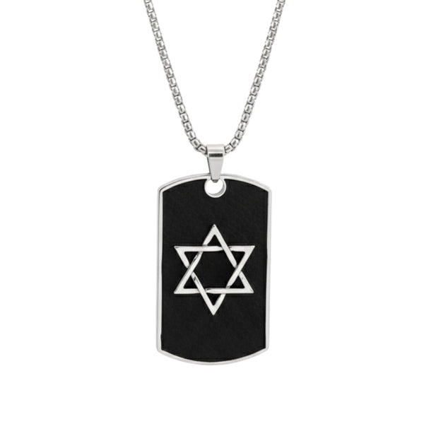 STAR OF DAVID - 32mm Pure Titanium Steel Pendant with 27inch Round Box 4mm Chain for Men & Boys
