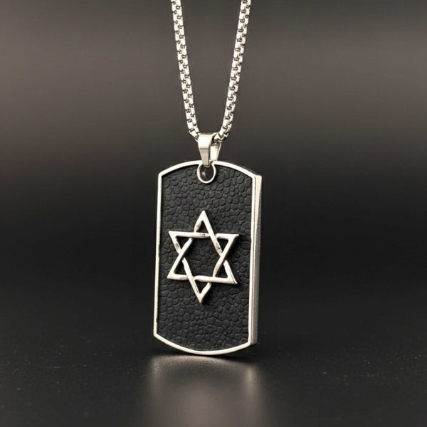 STAR OF DAVID - 32mm Pure Titanium Steel Pendant with 27inch Round Box 4mm Chain for Men & Boys