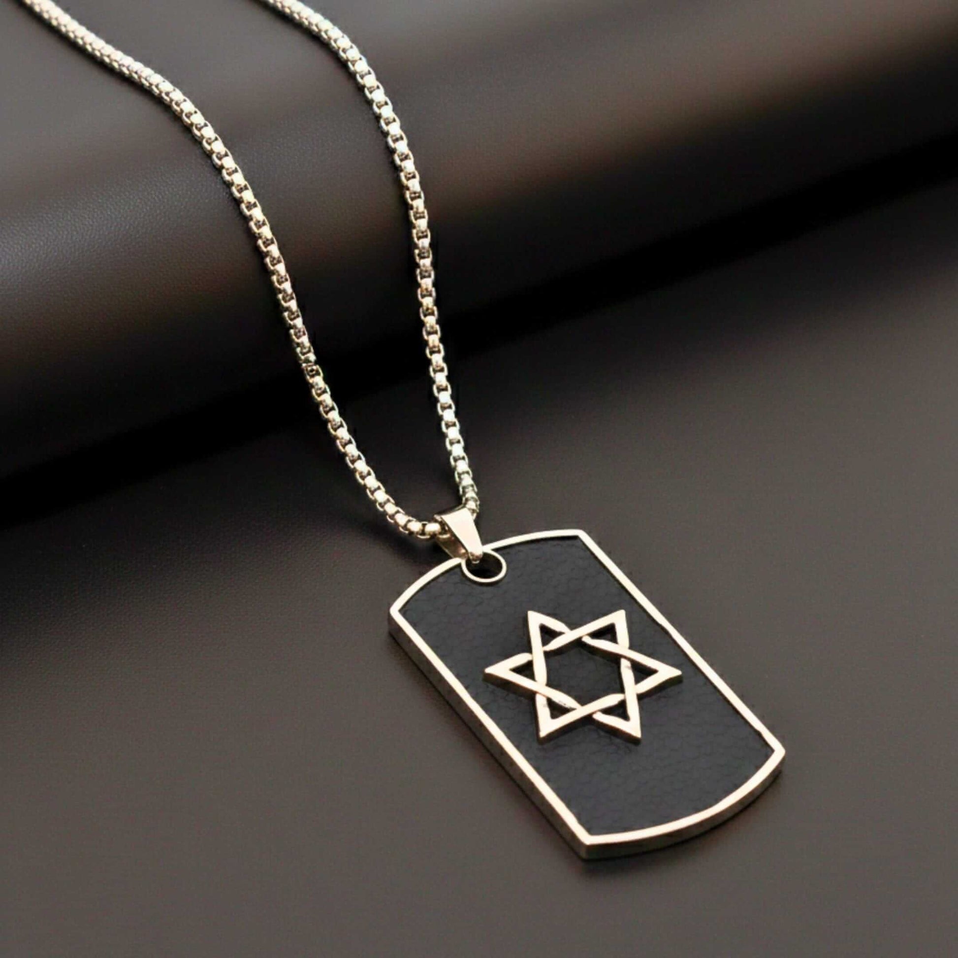 STAR OF DAVID - 32mm Pure Titanium Steel Pendant with 27inch Round Box 4mm Chain for Men & Boys — SS Pendant/ Necklace for Men | THE MEN THING