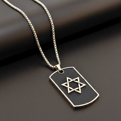 STAR OF DAVID - 32mm Pure Titanium Steel Pendant with 27inch Round Box 4mm Chain for Men & Boys — SS Pendant/ Necklace for Men | THE MEN THING