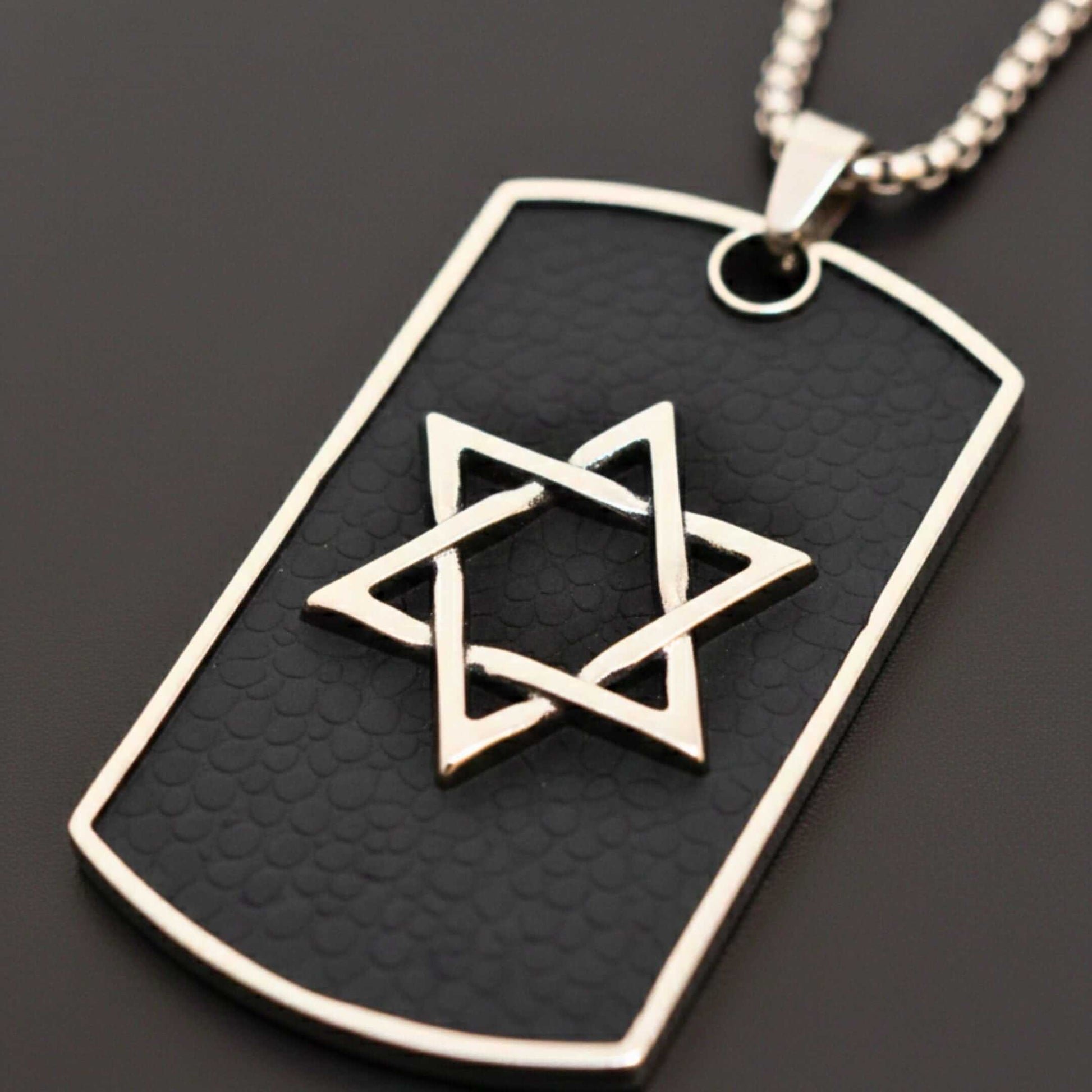 STAR OF DAVID - 32mm Pure Titanium Steel Pendant with 27inch Round Box 4mm Chain for Men & Boys — SS Pendant/ Necklace for Men | THE MEN THING