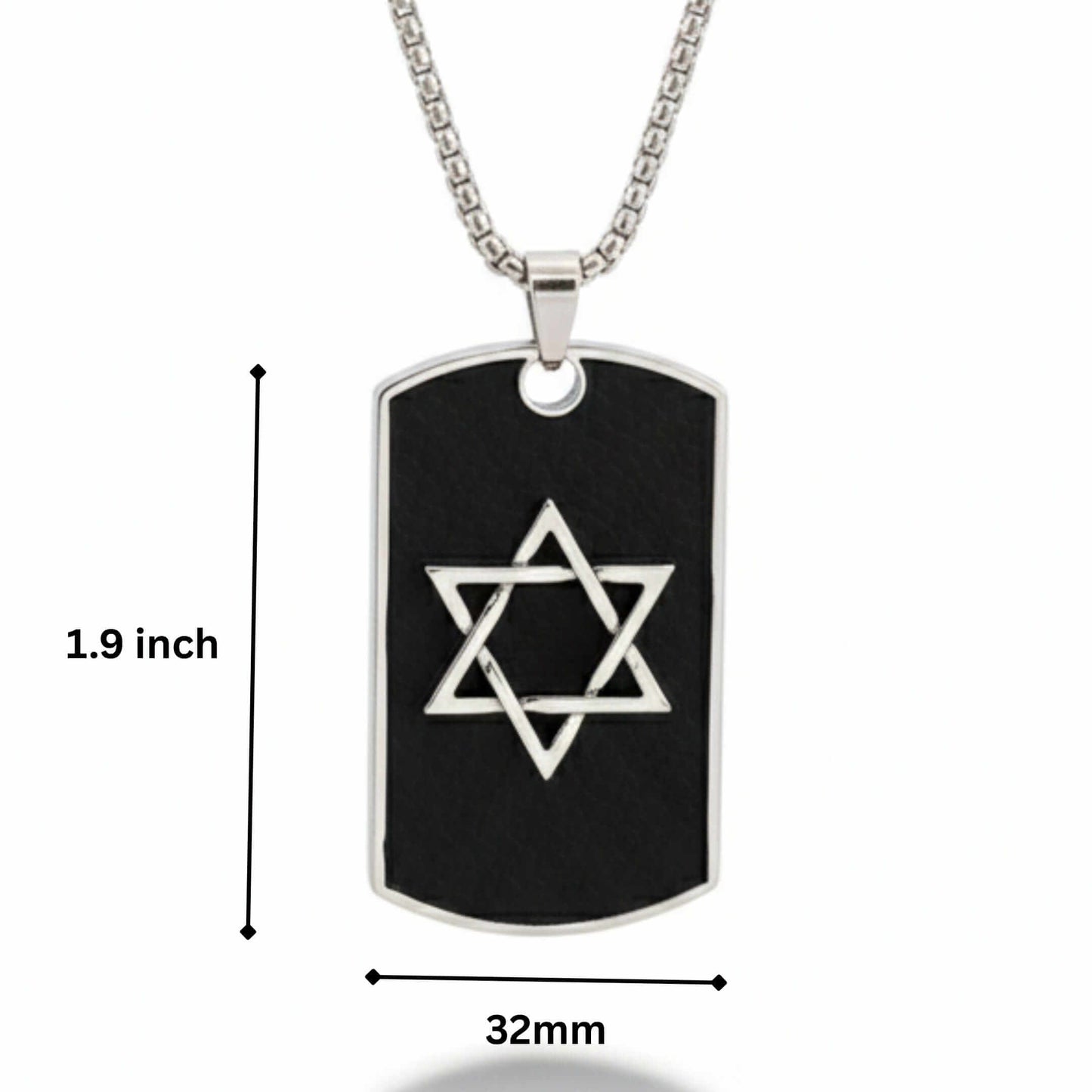 STAR OF DAVID - 32mm Pure Titanium Steel Pendant with 27inch Round Box 4mm Chain for Men & Boys — SS Pendant/ Necklace for Men | THE MEN THING