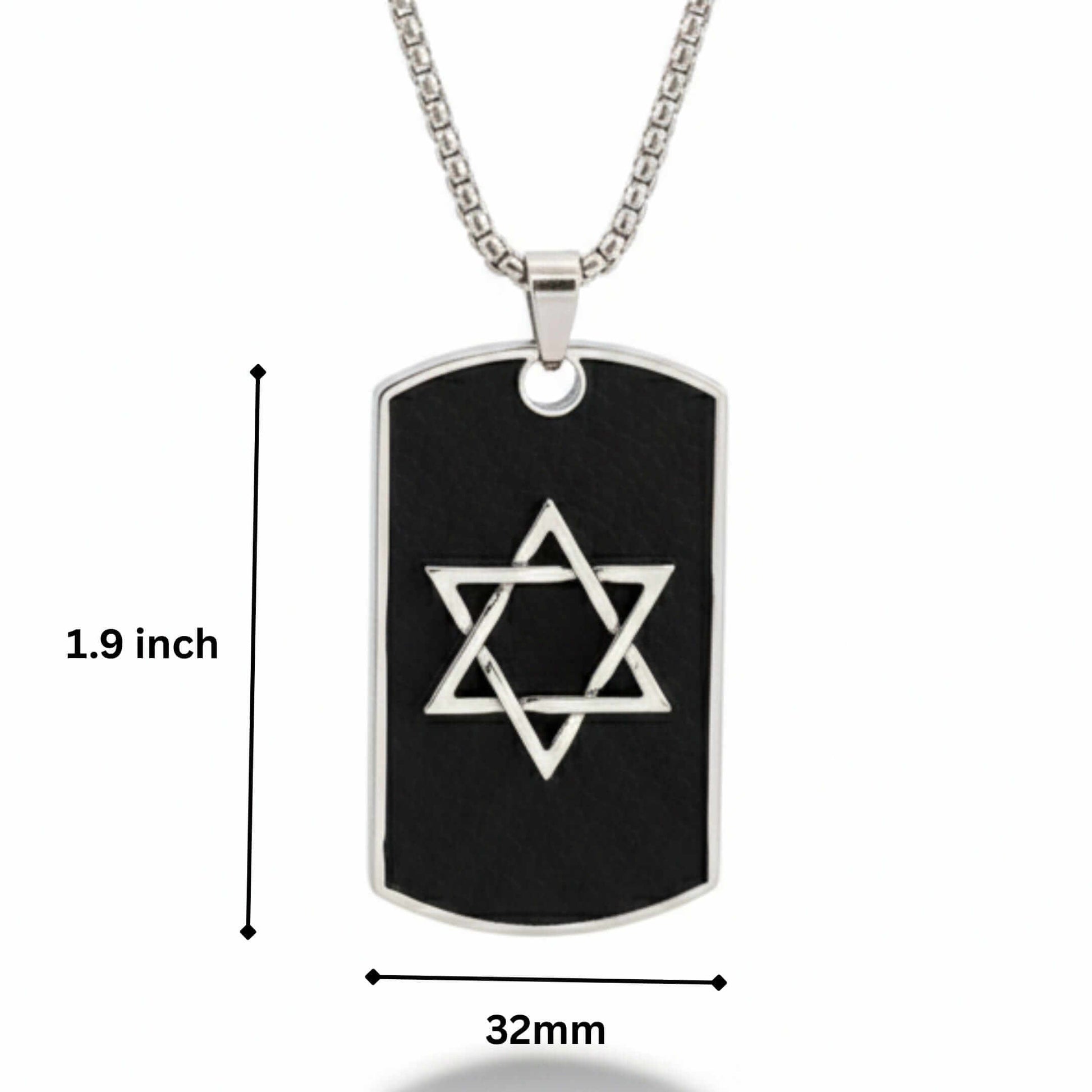 STAR OF DAVID - 32mm Pure Titanium Steel Pendant with 27inch Round Box 4mm Chain for Men & Boys — SS Pendant/ Necklace for Men | THE MEN THING