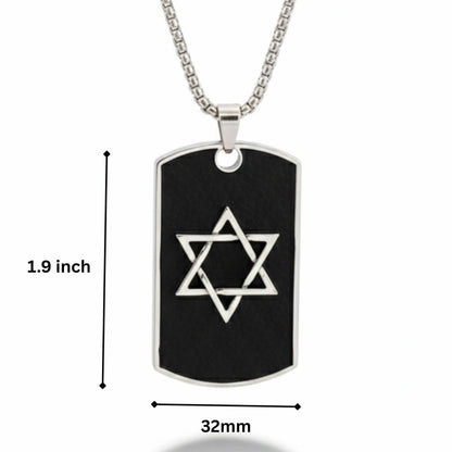 STAR OF DAVID - 32mm Pure Titanium Steel Pendant with 27inch Round Box 4mm Chain for Men & Boys — SS Pendant/ Necklace for Men | THE MEN THING