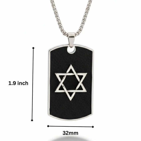 STAR OF DAVID - 32mm Pure Titanium Steel Pendant with 27inch Round Box 4mm Chain for Men & Boys