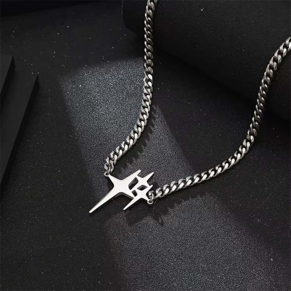 STAR SPIKE - 27mm Titanium Steel Pendant with 18 to 20inch Adjustable 8mm Cube Chain for Men & Boys — SS Pendant/ Necklace for Men | THE MEN THING
