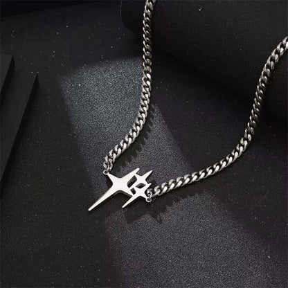 STAR SPIKE - 27mm Titanium Steel Pendant with 18 to 20inch Adjustable 8mm Cube Chain for Men & Boys — SS Pendant/ Necklace for Men | THE MEN THING