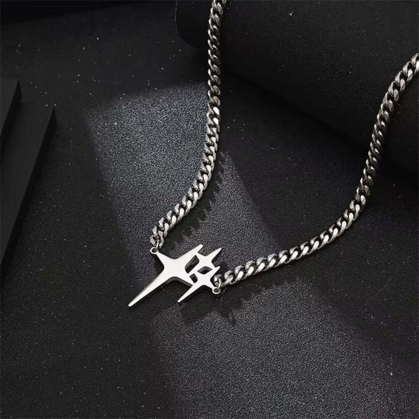 STAR SPIKE - 27mm Titanium Steel Pendant with 18 to 20inch Adjustable 8mm Cube Chain for Men & Boys