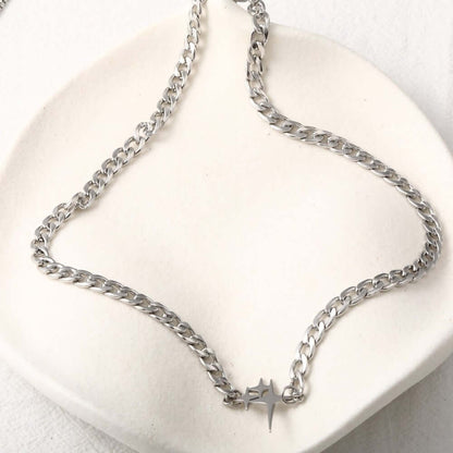 STAR SPIKE - 27mm Titanium Steel Pendant with 18 to 20inch Adjustable 8mm Cube Chain for Men & Boys — SS Pendant/ Necklace for Men | THE MEN THING