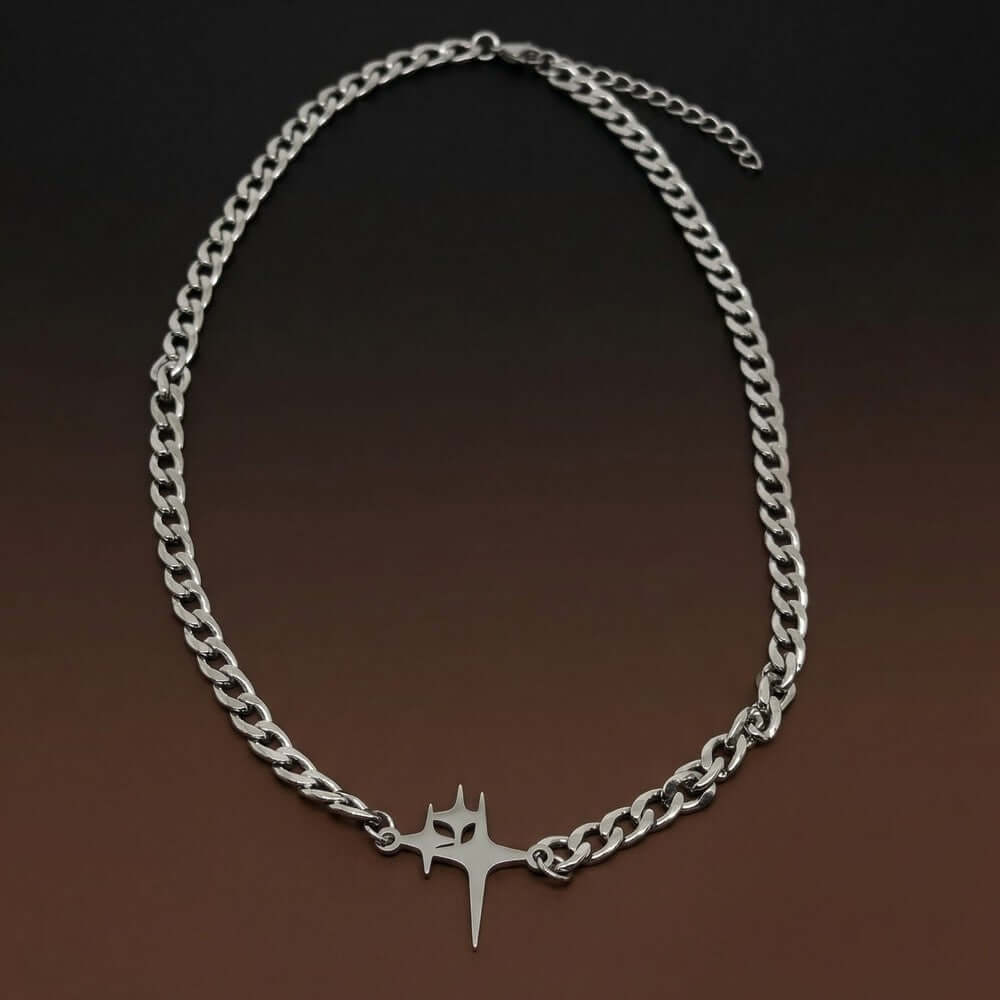 STAR SPIKE - 27mm Titanium Steel Pendant with 18 to 20inch Adjustable 8mm Cube Chain for Men & Boys — SS Pendant/ Necklace for Men | THE MEN THING
