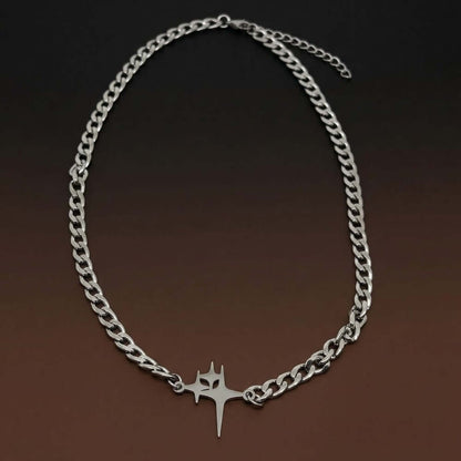 STAR SPIKE - 27mm Titanium Steel Pendant with 18 to 20inch Adjustable 8mm Cube Chain for Men & Boys — SS Pendant/ Necklace for Men | THE MEN THING