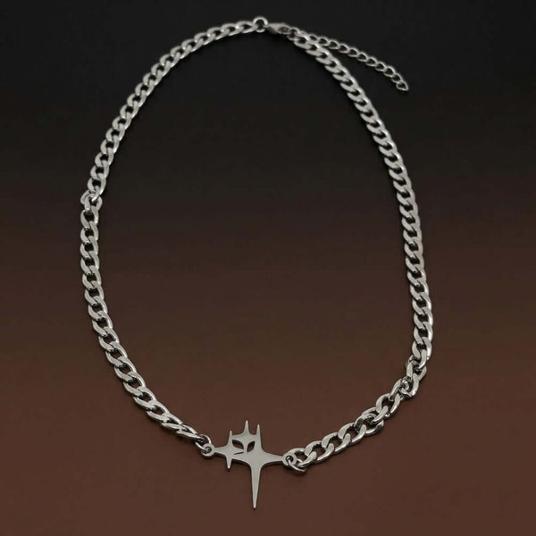STAR SPIKE - 27mm Titanium Steel Pendant with 18 to 20inch Adjustable 8mm Cube Chain for Men & Boys