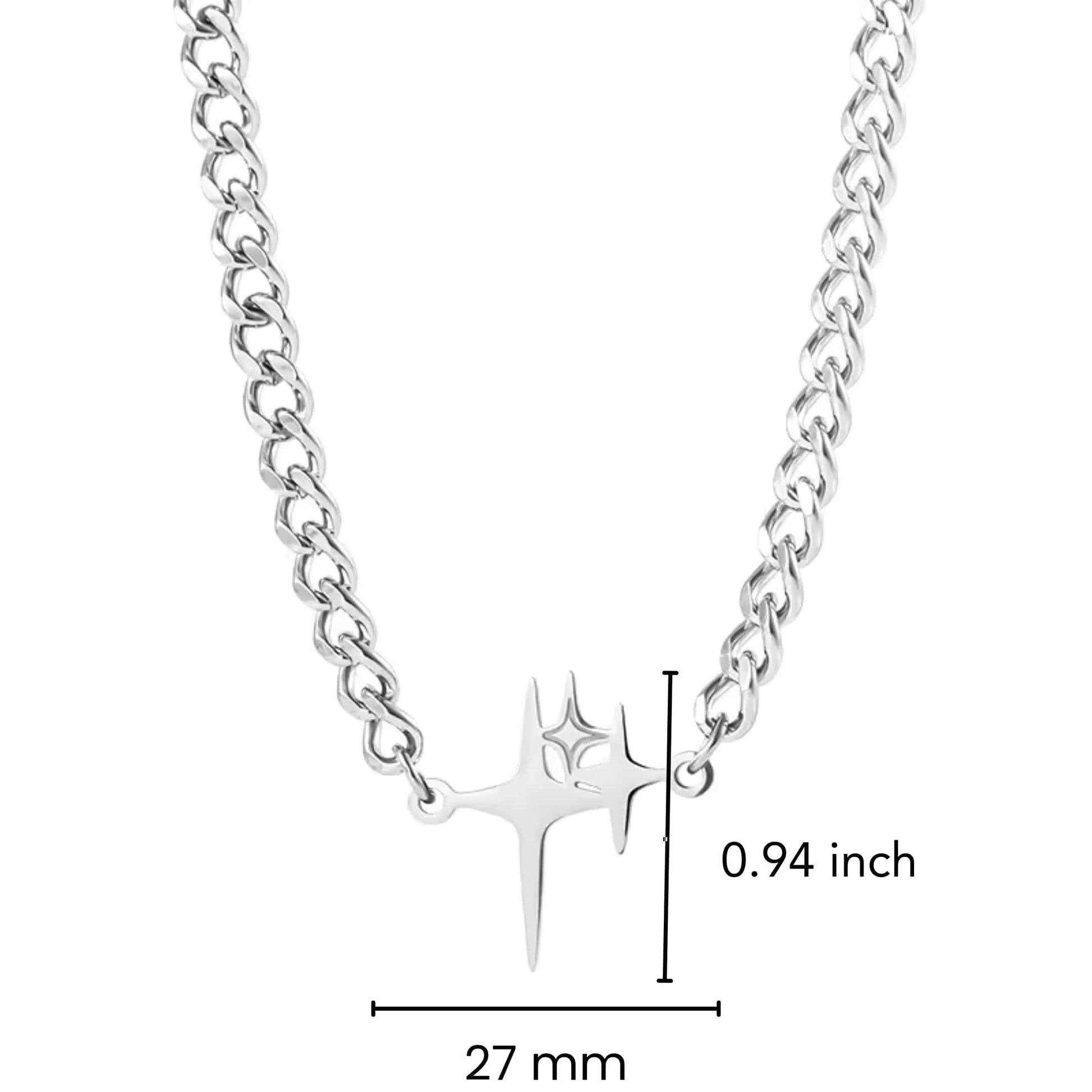 STAR SPIKE - 27mm Titanium Steel Pendant with 18 to 20inch Adjustable 8mm Cube Chain for Men & Boys — SS Pendant/ Necklace for Men | THE MEN THING