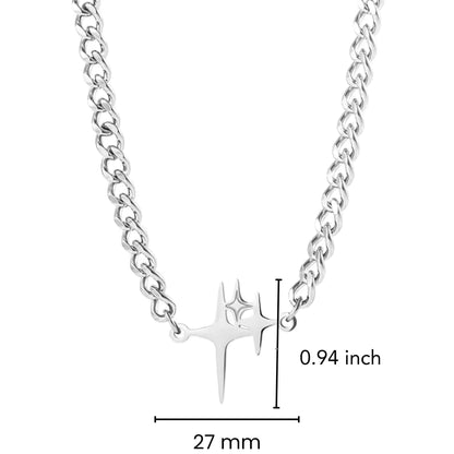 STAR SPIKE - 27mm Titanium Steel Pendant with 18 to 20inch Adjustable 8mm Cube Chain for Men & Boys — SS Pendant/ Necklace for Men | THE MEN THING
