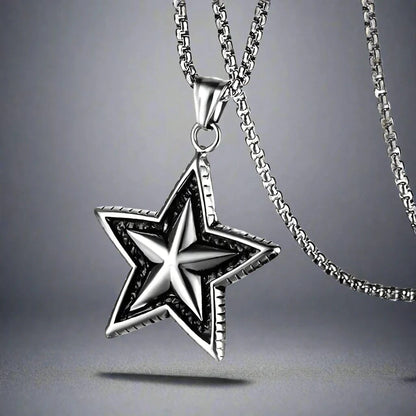 STAR THAT SHINES - Alloy Star Pendant with Pure Stainless Steel  24inch Round Box Chain, American trending Styl for Men & Boy - THE MEN THING