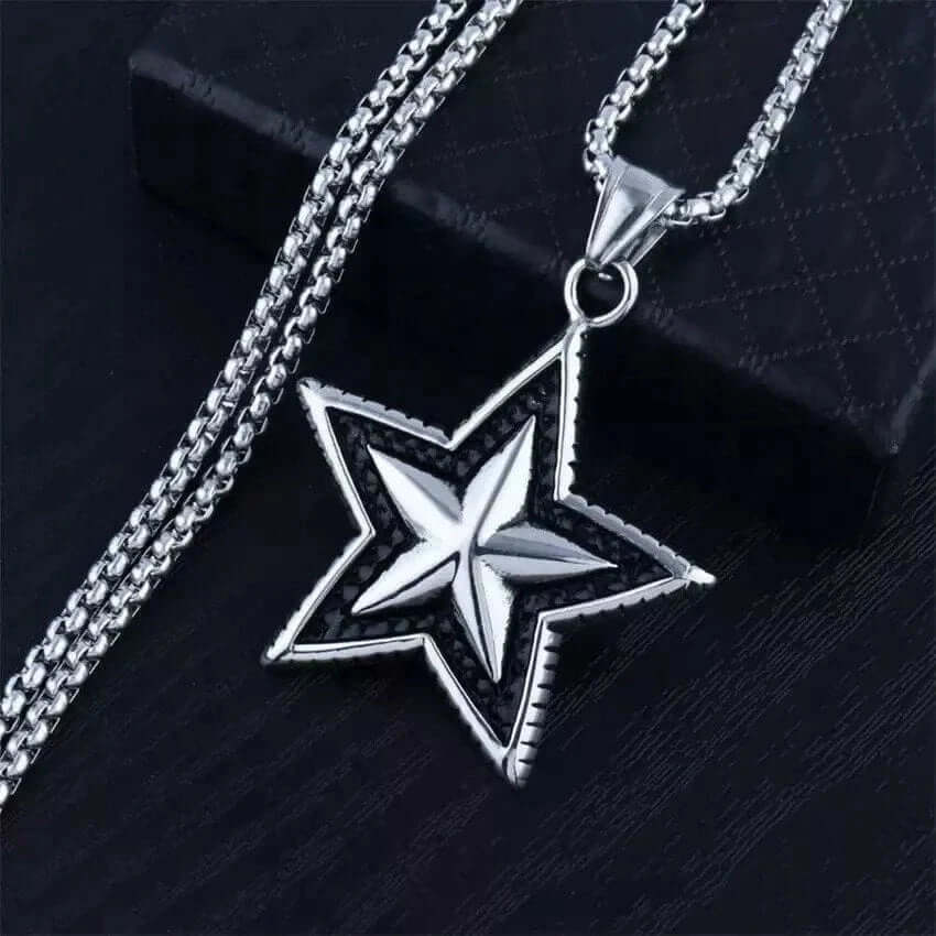 STAR THAT SHINES - Alloy Star Pendant with Pure Stainless Steel  24inch Round Box Chain, American trending Styl for Men & Boy - THE MEN THING