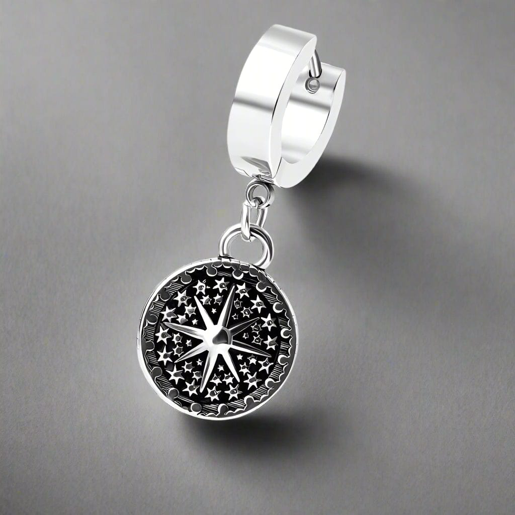 STARBURST - Titanium Steel Hoop Earrings for Men & Boys (2 Pcs) - THE MEN THING
