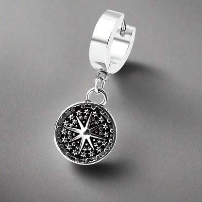 STARBURST - Titanium Steel Hoop Earrings for Men & Boys (2 Pcs) - THE MEN THING