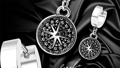 STARBURST - Titanium Steel Hoop Earrings for Men & Boys (2 Pcs) - THE MEN THING