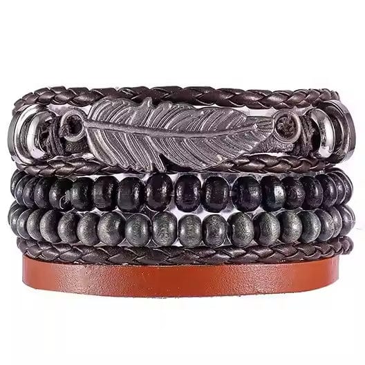 STARDUST CUFF - Multi-layer Set Genuine Braided Leather Bracelet Set for Men & Boys (8 inch) - THE MEN THING