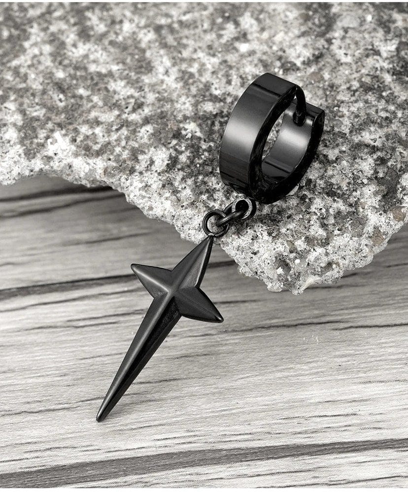 STARLIGHT BLACK - Titanium Steel Hoop Earrings for Men & Boys (2 Pcs) - THE MEN THING