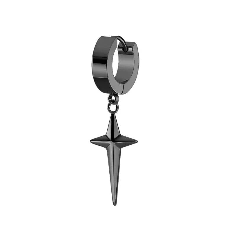 STARLIGHT BLACK - Titanium Steel Hoop Earrings for Men & Boys (2 Pcs) - THE MEN THING