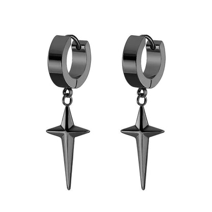 STARLIGHT BLACK - Titanium Steel Hoop Earrings for Men & Boys (2 Pcs) - THE MEN THING