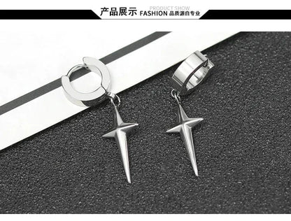 STARLIGHT SILVER - Titanium Steel Hoop Earrings for Men & Boys (2 Pcs) - THE MEN THING