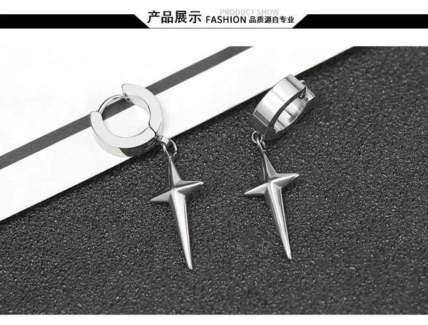 STARLIGHT SILVER - Titanium Steel Hoop Earrings for Men & Boys (2 Pcs)