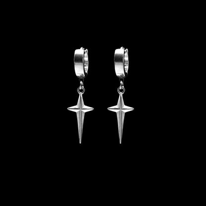 STARLIGHT SILVER - Titanium Steel Hoop Earrings for Men & Boys (2 Pcs) - THE MEN THING