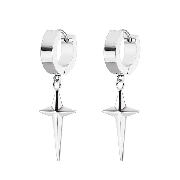 STARLIGHT SILVER - Titanium Steel Hoop Earrings for Men & Boys (2 Pcs)