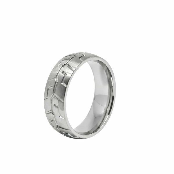 STEEL MATRIX  - Pure Stainless Steel Men’s Steel-Plated Ring (Size : 17-22-27)