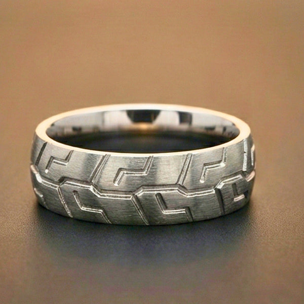 STEEL MATRIX  - Pure Stainless Steel Men’s Steel-Plated Ring (Size : 17-22-27)