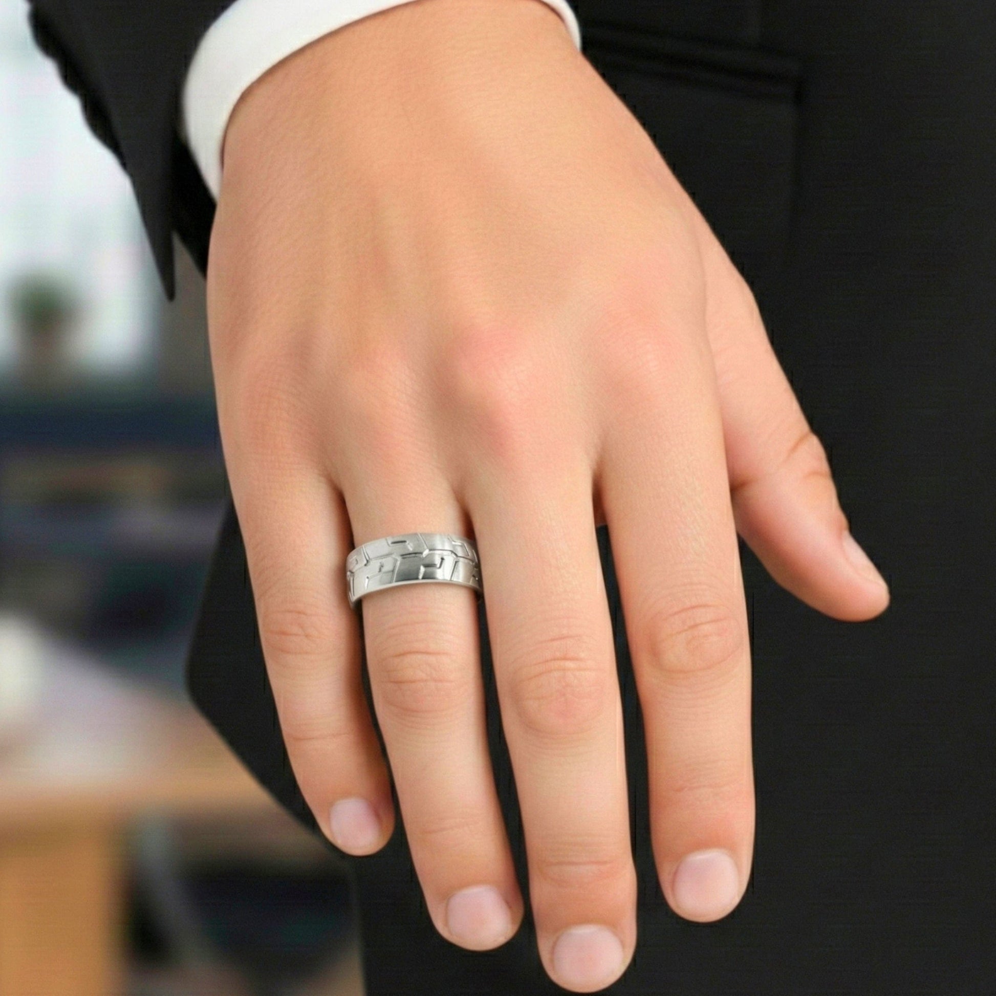 STEEL MATRIX  - Pure Stainless Steel Men’s Steel-Plated Ring (Size : 17-22-27) - THE MEN THING