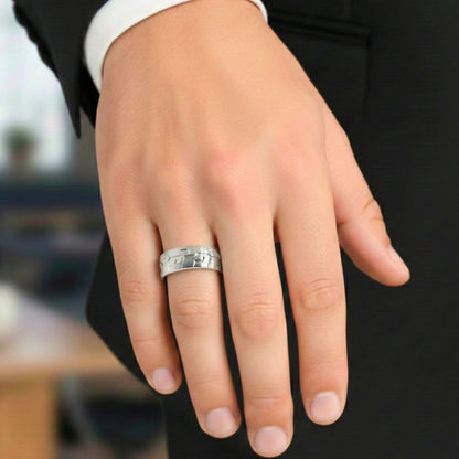 STEEL MATRIX  - Pure Stainless Steel Men’s Steel-Plated Ring (Size : 17-22-27) - THE MEN THING