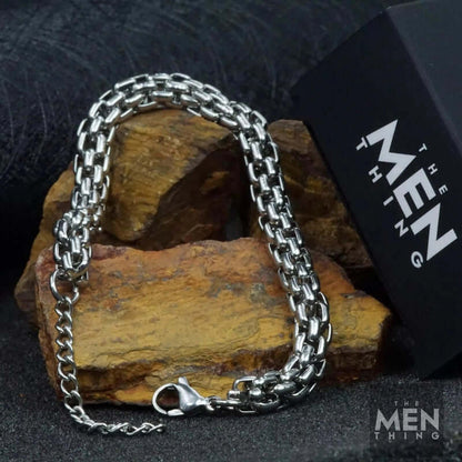 STEELBOX -  7mm Stainless Steel Bracelet, American Style - 8 inch with Adjustable Lobster Claw Buckle for Men & Boys - THE MEN THING