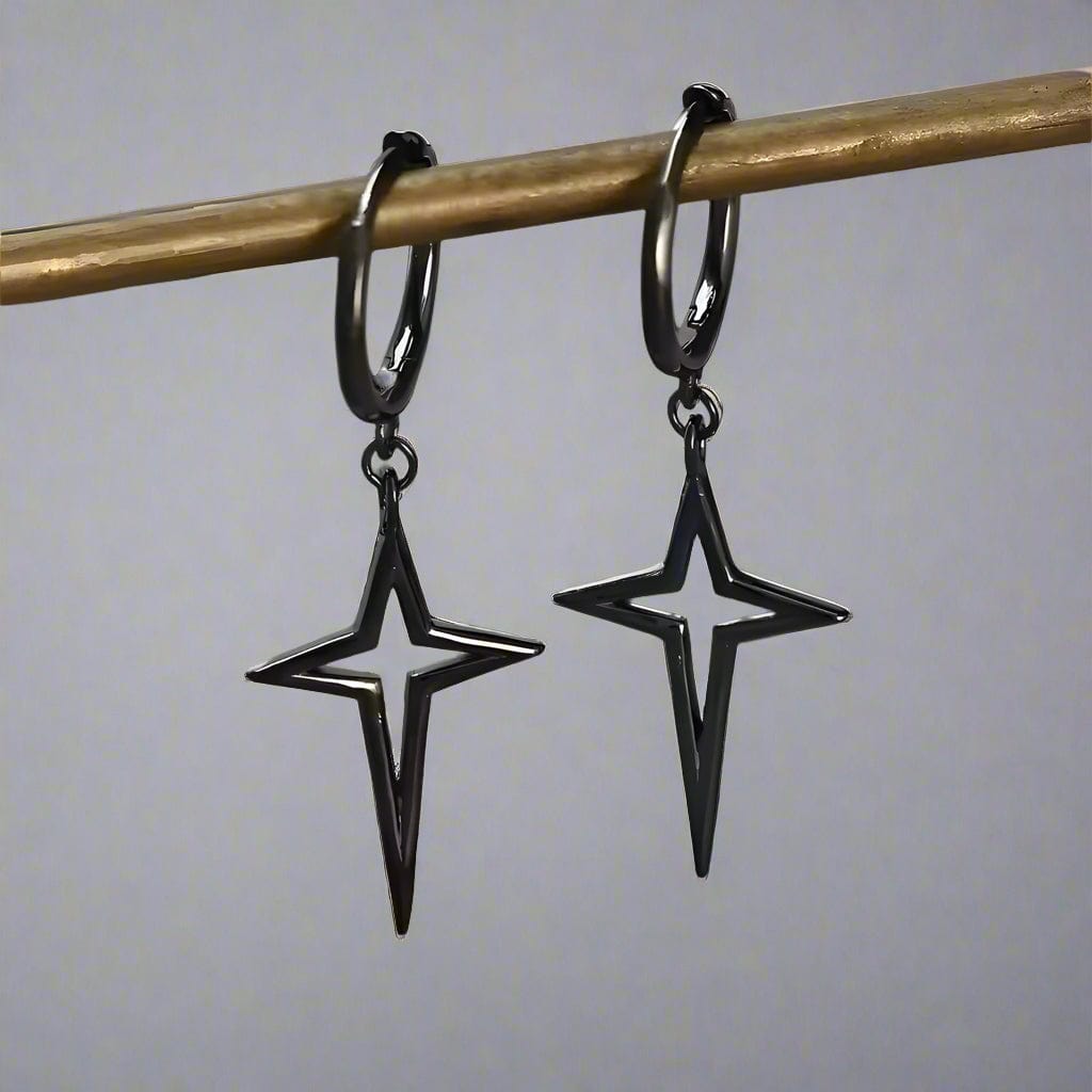 STELLAR NOIR BLACK - Pure Titanium Steel Hoop Earrings for Men & Boys (2pcs) - THE MEN THING
