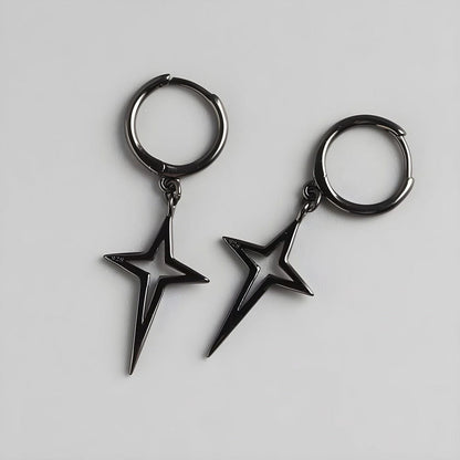 STELLAR NOIR BLACK - Pure Titanium Steel Hoop Earrings for Men & Boys (2pcs) - THE MEN THING