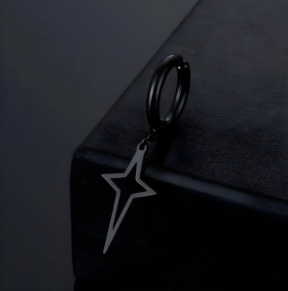 STELLAR NOIR BLACK - Pure Titanium Steel Hoop Earrings for Men & Boys (2pcs) - THE MEN THING