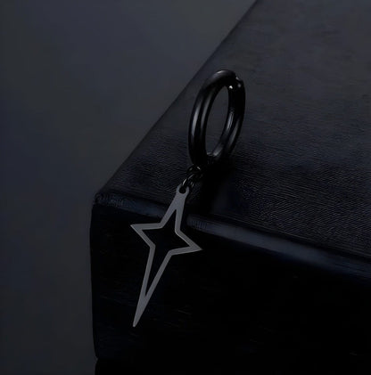 STELLAR NOIR BLACK - Pure Titanium Steel Hoop Earrings for Men & Boys (2pcs) - THE MEN THING