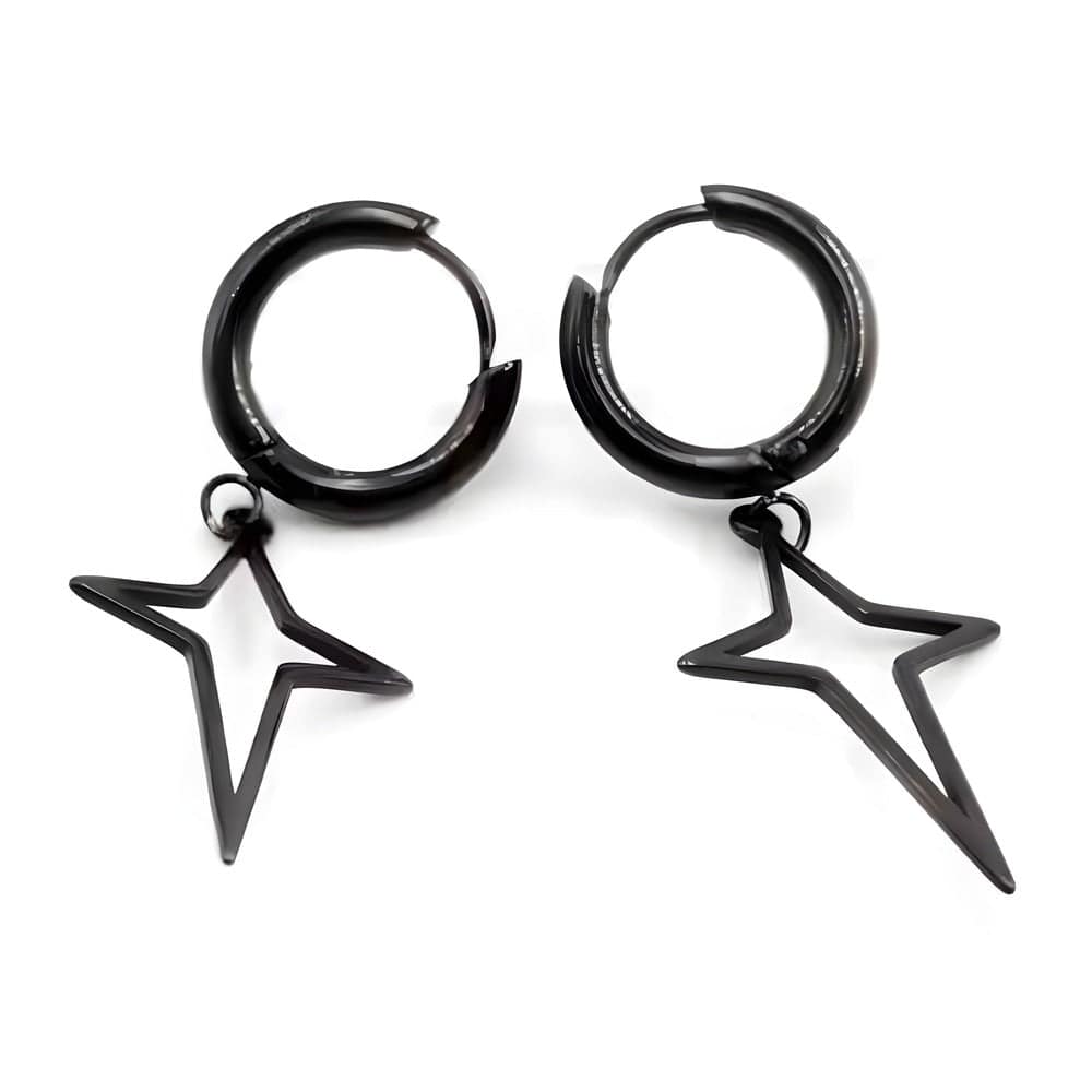 STELLAR NOIR BLACK - Pure Titanium Steel Hoop Earrings for Men & Boys (2pcs) - THE MEN THING