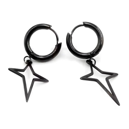 STELLAR NOIR BLACK - Pure Titanium Steel Hoop Earrings for Men & Boys (2pcs) - THE MEN THING