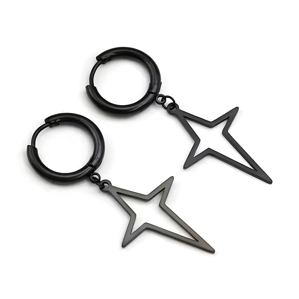 STELLAR NOIR BLACK - Pure Titanium Steel Hoop Earrings for Men & Boys (2pcs) - THE MEN THING
