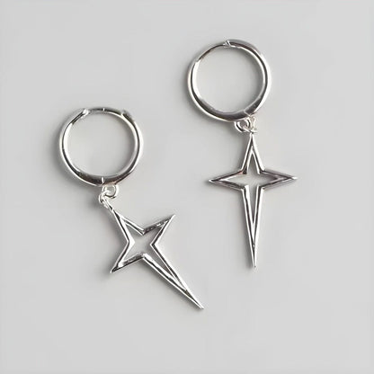 STELLAR NOIR SILVER - Pure Titanium Steel Hoop Earrings for Men & Boys (2pcs) - THE MEN THING