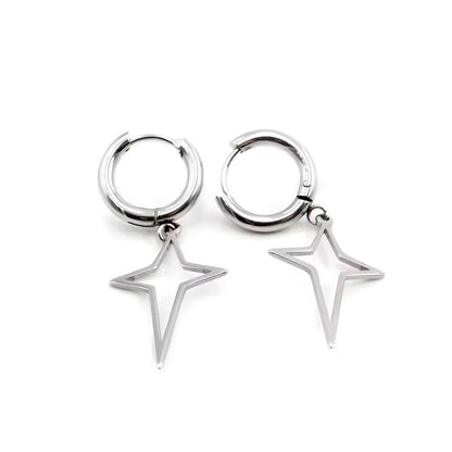 STELLAR NOIR SILVER - Pure Titanium Steel Hoop Earrings for Men & Boys (2pcs) - THE MEN THING