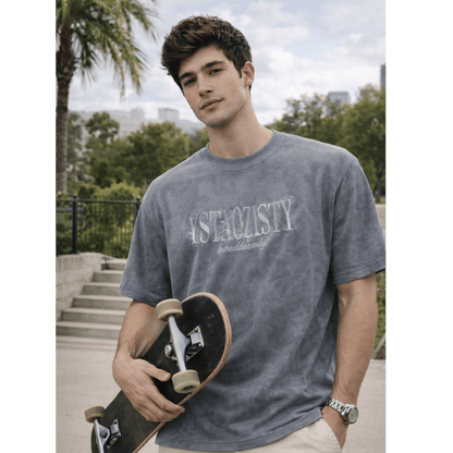STILL FORM BOX TEE Oversized T-Shirt – Charcoal Ash - THE MEN THING