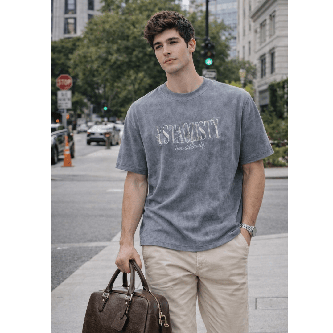 STILL FORM BOX TEE Oversized T-Shirt – Charcoal Ash - THE MEN THING