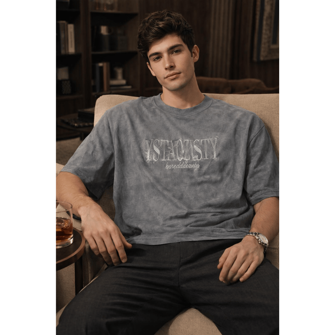 STILL FORM BOX TEE Oversized T-Shirt – Charcoal Ash - THE MEN THING