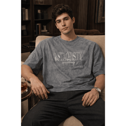 STILL FORM BOX TEE Oversized T-Shirt – Charcoal Ash - THE MEN THING