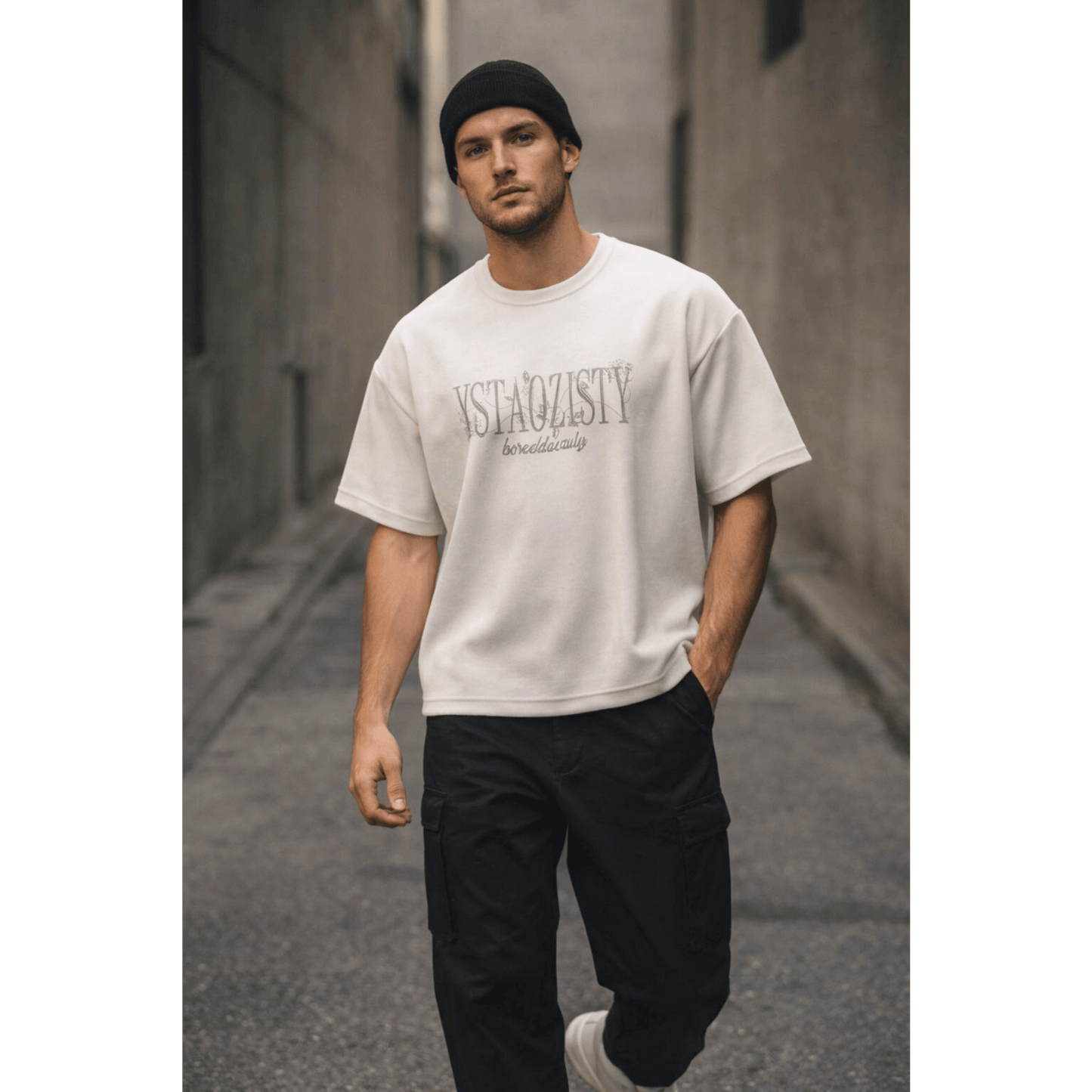 STILL FORM BOX TEE Oversized T-Shirt – Ivory Cream - THE MEN THING